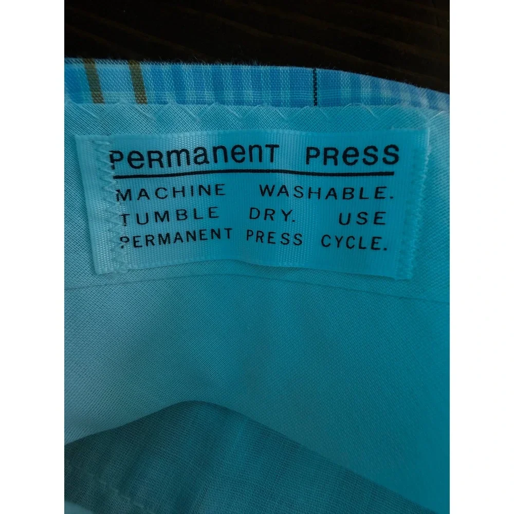Vintage Permanent Press Plaid Shorts Mens 35 Blue Orange Check Retro Golf 70s